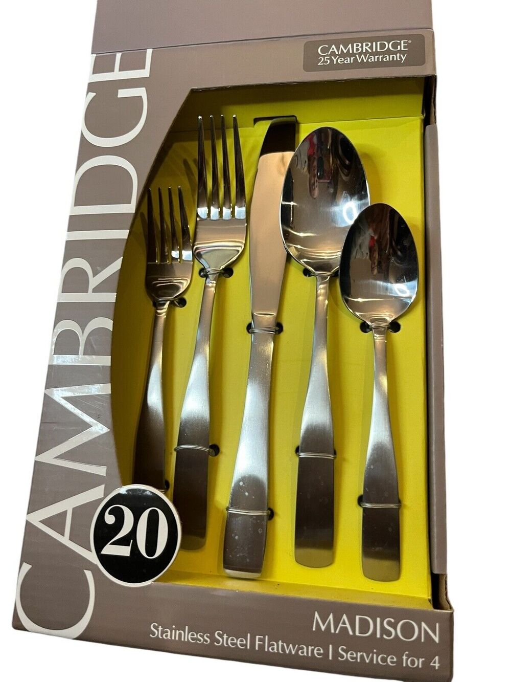 Set of 10 Pieces Cambridge Stainless Steel Madison Satin Handle Flatware